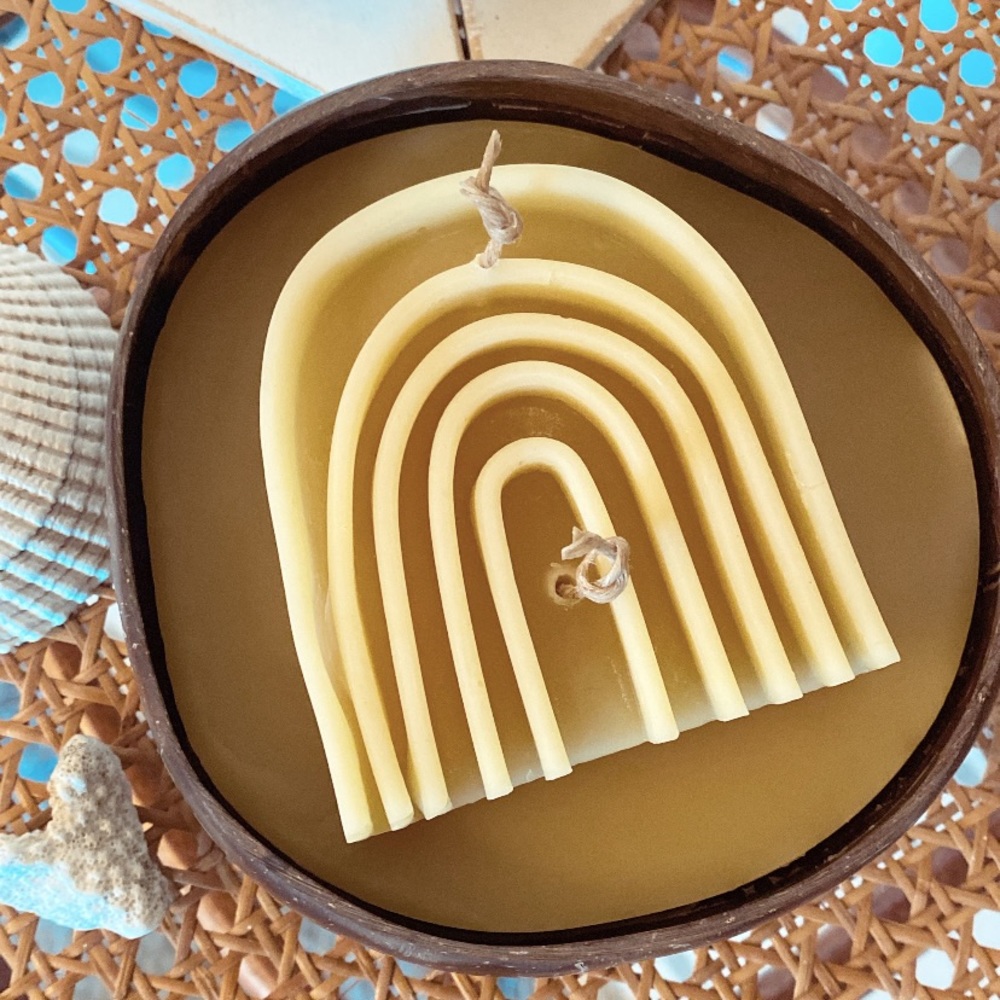 Hand poured Beeswax candles non toxic beachy candles boho candles coconut candle